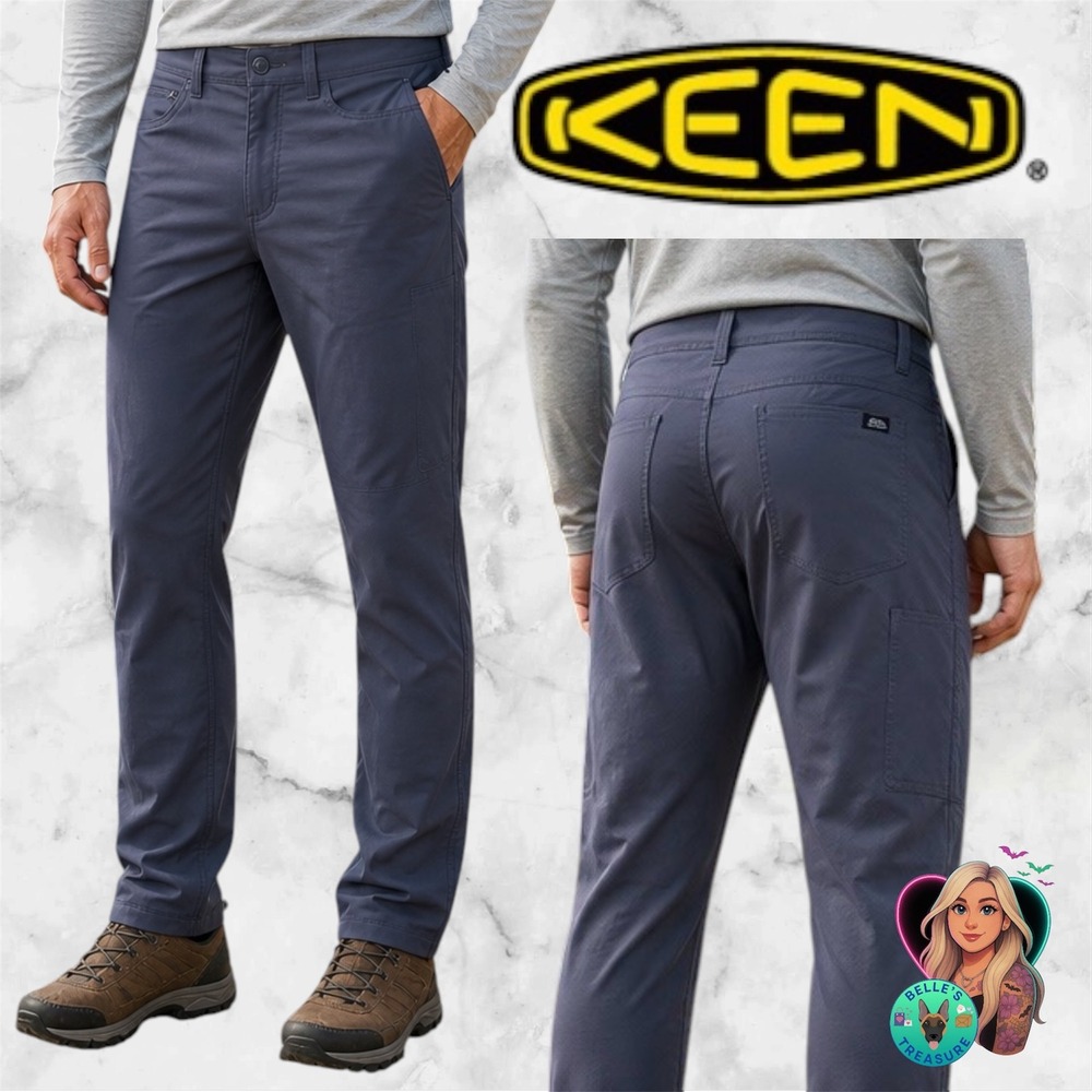 KEEN Men's 28x32 Utility Hiking Pants Dark Grey Nylon Stretch Straight Leg Cargo